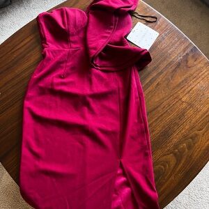 Red dress one side strap